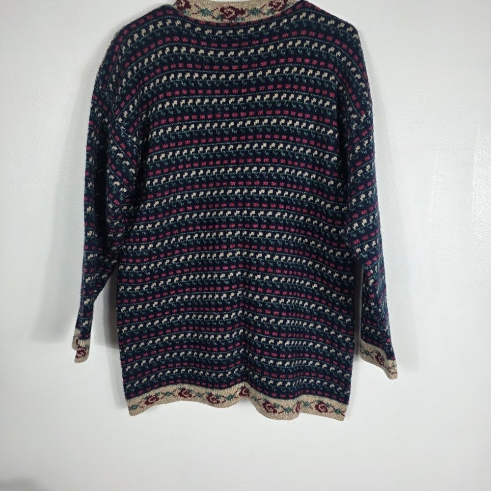 Vintage Adele Knitwear Womens Patchwork Rose Plai… - image 2